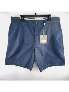 Palm Beach Size 38 Classic Fit Blue Chino Shorts Pleated Mens Cotton